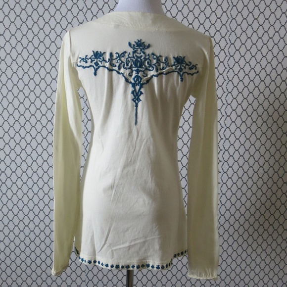 TNA Aritzia Embroidered Braided Long Sleeve Tunic Top Blouse - Size Small - Picture 2 of 8